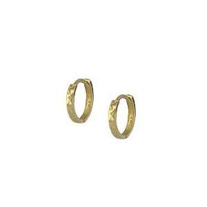   Jewelry   14K Yellow Gold Diamond Cut Huggie Hoop Earrings: Jewelry