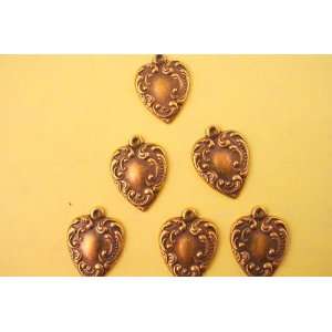  8 brass ox rococo heart charms with loop Arts, Crafts 