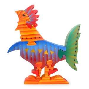  Wood puzzle carving, Striped Rooster