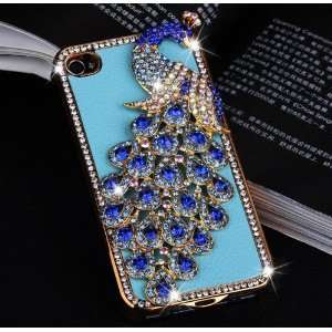  Handmade Charming Bling Rhinestones Diamond Peacock Case 