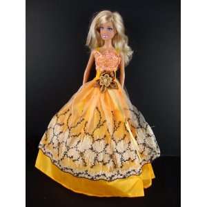  Golden Yellow Ball Gown with White and Black Lace and 