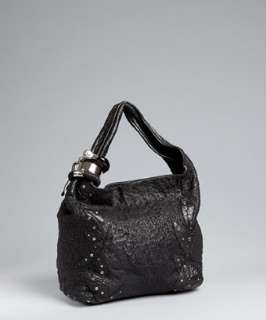 Jimmy Choo black leather crystal studded Saba hobo   up to 