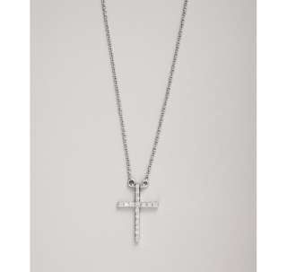 Colette Nicolai diamond and white gold cross pendant .08tw necklace