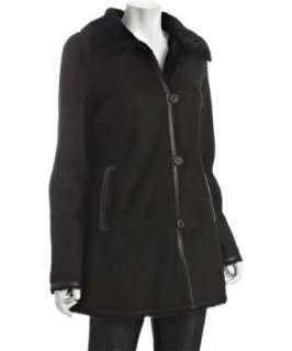 Cole Haan black lambskin button front shearling coat   up to 