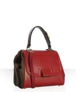 Fendi red leather Silvana flap crossbody bag  