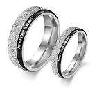 Titanium Steel Promise Ring Set Couple Wedding Bands Black Frost Many 