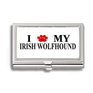  Irish Wolfhound Paw Love My Dog Business Card Holder Metal 