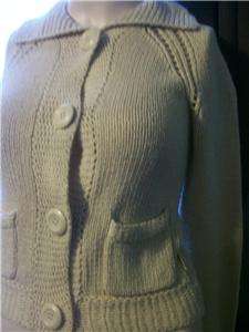 HOLLISTER Beige Short Heavy Knit Cardigan Sweater Sz M  