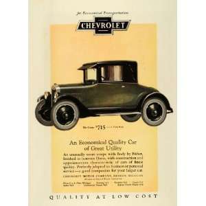  1925 Ad Antique Chevrolet Coupe Flint Detroit Michigan 
