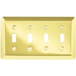   Stamped Round Quad Switch Wall Plate, Polished Brass