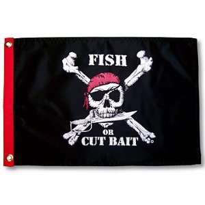  Pirate Fish or Cut Bait Outdoor Garden Flag 3x5ft Patio 