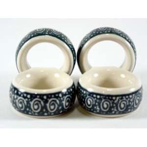  Polish Pottery Napkin Rings Nantucket z989 113