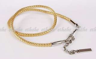 Womens Braided Thin Waist Chain Belt Band Gold 2L5W  