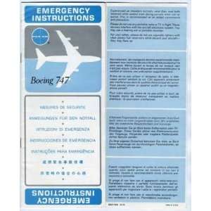  Pan Am Boeing 747 Emergency Instructions Booklet 1970 
