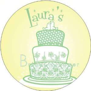 Baby Keepsake: Yellow Wedding Cake Design Personalized Travel Candle 