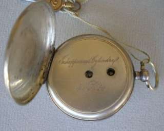 Silver key wound key set pocket watch runs keeps time  