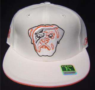 White Cleveland Browns Flatbill Fitted Cap Reebok 7 1/8  