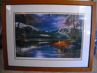 Print of Painting by Jim Collins mountain lake evening  