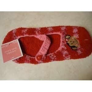  Red with light pink stripe Micro soft Mary Jane Slipper 