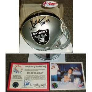  Marcus Allen Signed Raiders Mini Helmet w/HOF 03: Sports 