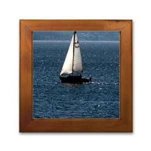 Framed Printed Ceramic Tile   Framed Art   6 x 6   Design: Boat 
