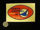   Genuine Vintage LABELNORTH CENTRAL AIRLINES  ROUTE OF NORTHLINERS
