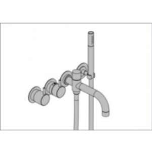 Handle Thermo In Wall Tub Mixer W Round Rossettes Handspray Hose 