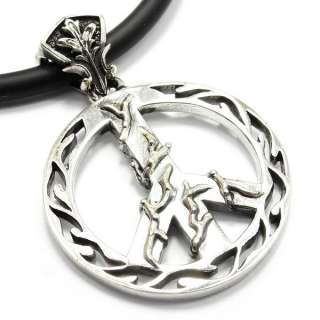 Barbed Wire Peace Sign Unisex Silver Pendant, Necklace  
