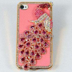 Pink Handmade Peacock Stone Crystal Back Skin Hard Case Cover For 