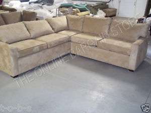   PB square arm modular sectional sofa oat everyday suede new 103x101