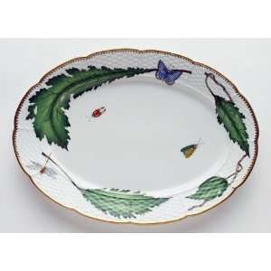  Anna Weatherley Green Leaf Oval Platter 14 In
