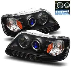 97 03 Ford F 150 Black LED Halo Projector Headlights 1PC (Will Wont 