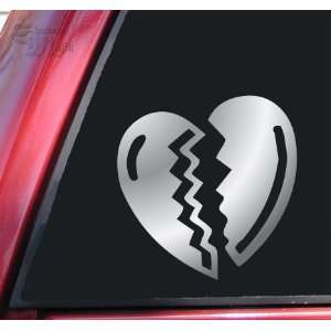    Broken Heart Vinyl Decal Sticker   Shiny Chrome: Automotive