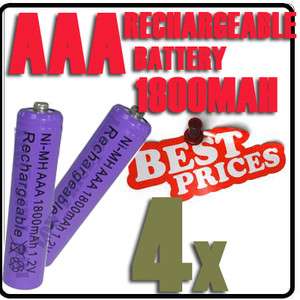 4x AAA 1800mAh 1.2V Ni MH Rechargeable battery 3A Purple Cell for  