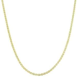    10k Yellow Gold 16 inch Pave Flat Mariner Chain Necklace: Jewelry