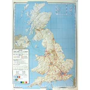   Map Britain Ireland 1963 Traffic Roads Railway Freight