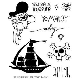 Ahoy Matey   Pirates Cling Mounted Red Rubber Stamp Set from the KIM 