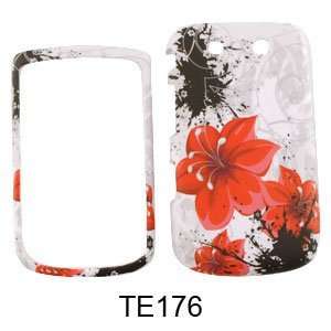 CELL PHONE CASE COVER FOR BLACKBERRY TORCH 9800 RED HIBISCUS SPLASHES 