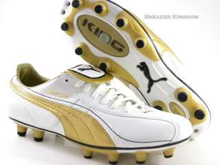Puma King XL i FG White/Gold LE Soccer Cleats Boot Men  