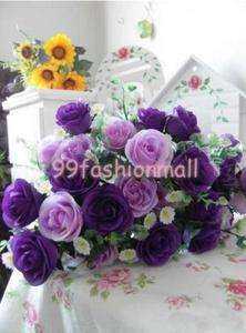   Artificial Rose 10 Flowers Wedding Bouquet Party Home Decor Purple