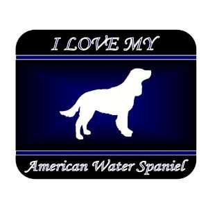  I Love My American Water Spaniel Dog Mouse Pad   Blue 