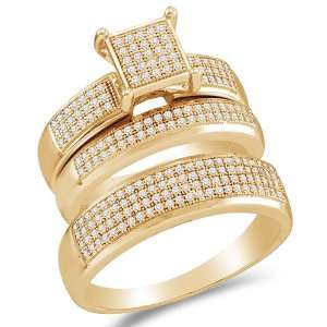  His & Hers Trio 3 Three Ring Bridal Matching Engagement Wedding Ring 