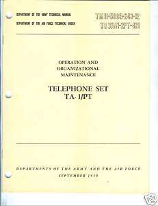 Telephone Set TA 1/PT, Operation and Unit Maintenance  