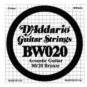   Bronze Wound Acoustic Guitar Single String, .020: Musical Instruments