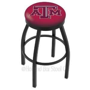 Texas A&M Aggies Logo Black Wrinkle Swivel Bar Stool with Flat Accent 