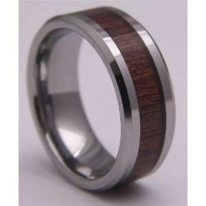  Tungsten Carbide Ring with Wood Inlay   New Jewelry