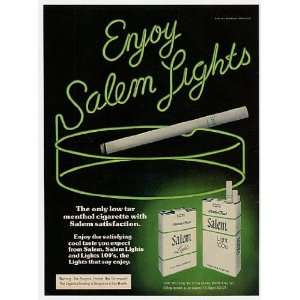 1977 Salem Lights Cigarette Neon Ashtray Print Ad (6076 