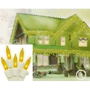   Set of 100 Yellow Icicle Christmas Lights   White Wire: Home & Kitchen