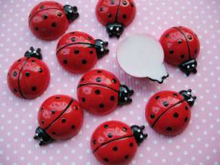 20 Red Resin Flatback Ladybug Button/bow/bow/Appplique  