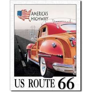  Route 66 Woody Car Americas Highway Road Retro Vintage 